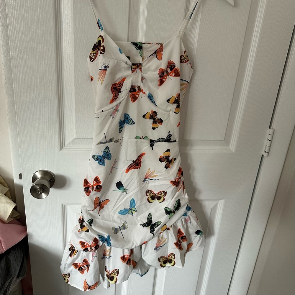 White Insect Mini Dress - Picture 1 of 10